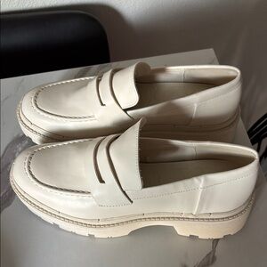 Zara Cream Chunky Loafers with Platform Sole